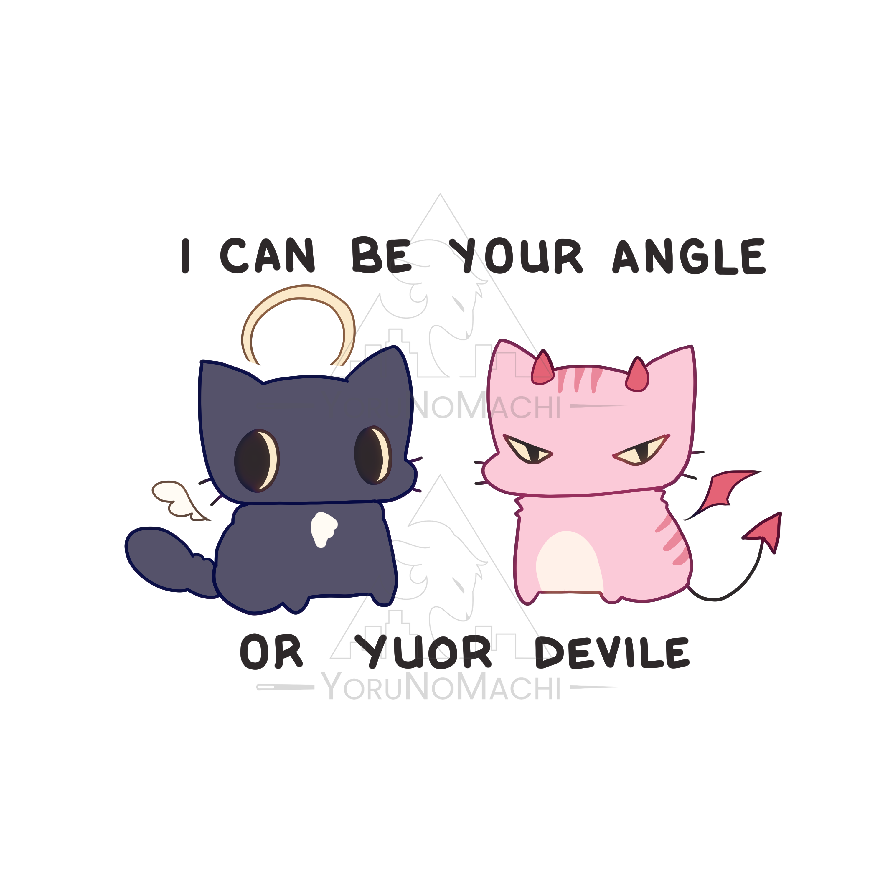 Angle or Devile Sticker – Yorunomachi